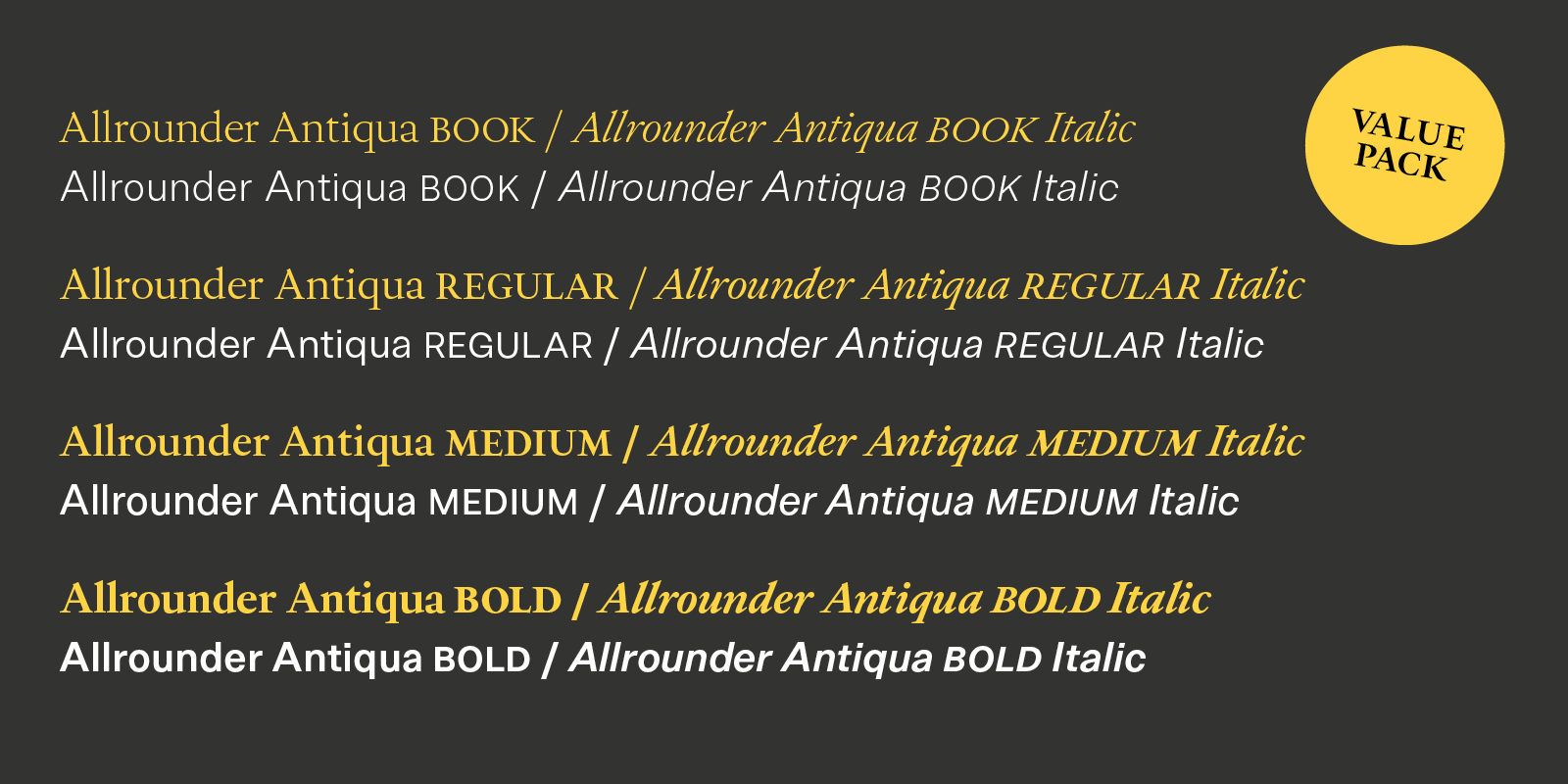 Allrounder Antiqua Type Design